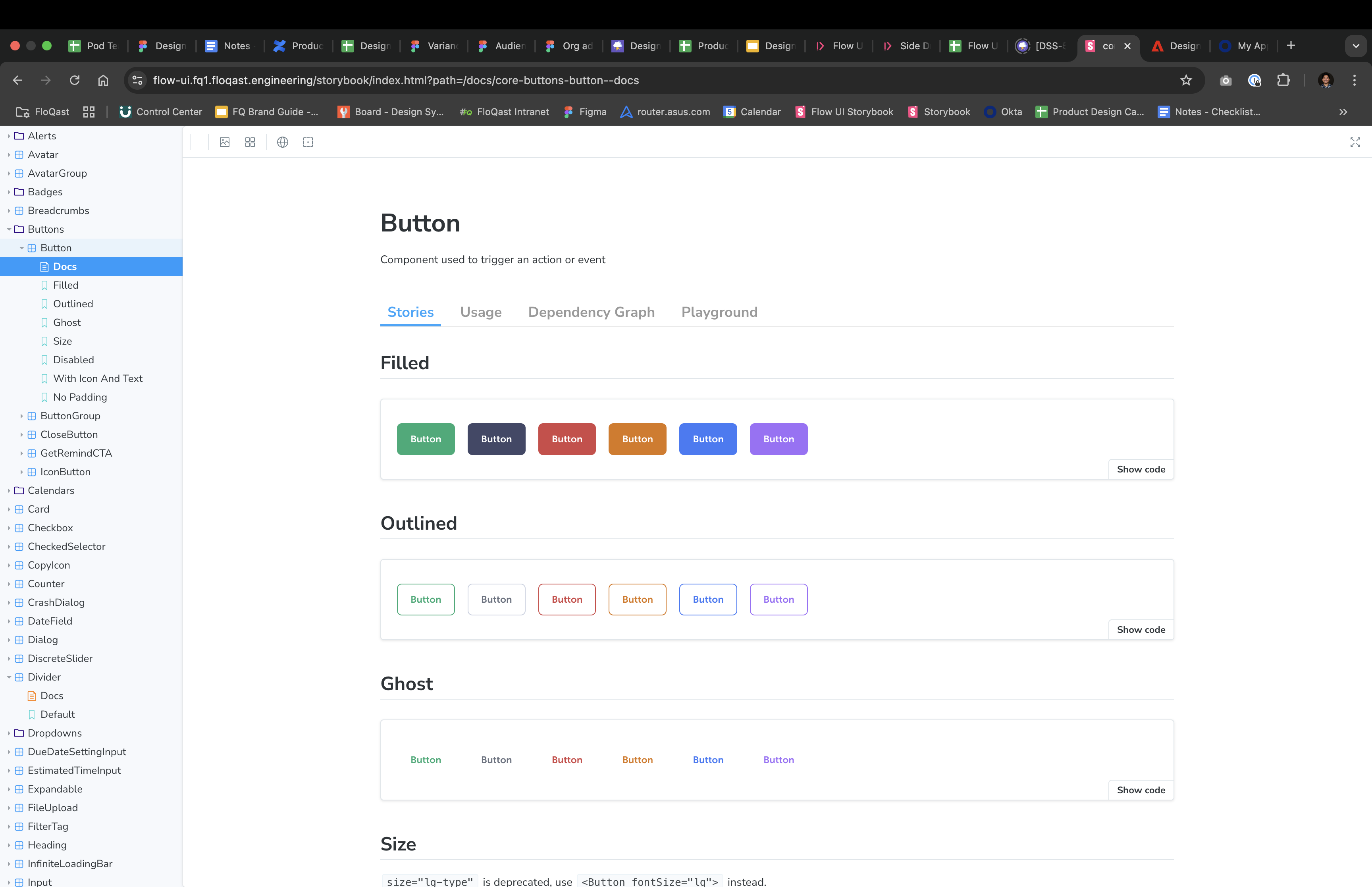 Storybook button documentation
